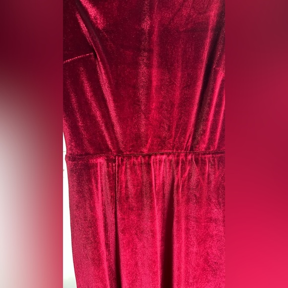 (Red Merlot)Tatiana Velvet One Shoulder Maxi Dress - Picture 11 of 15